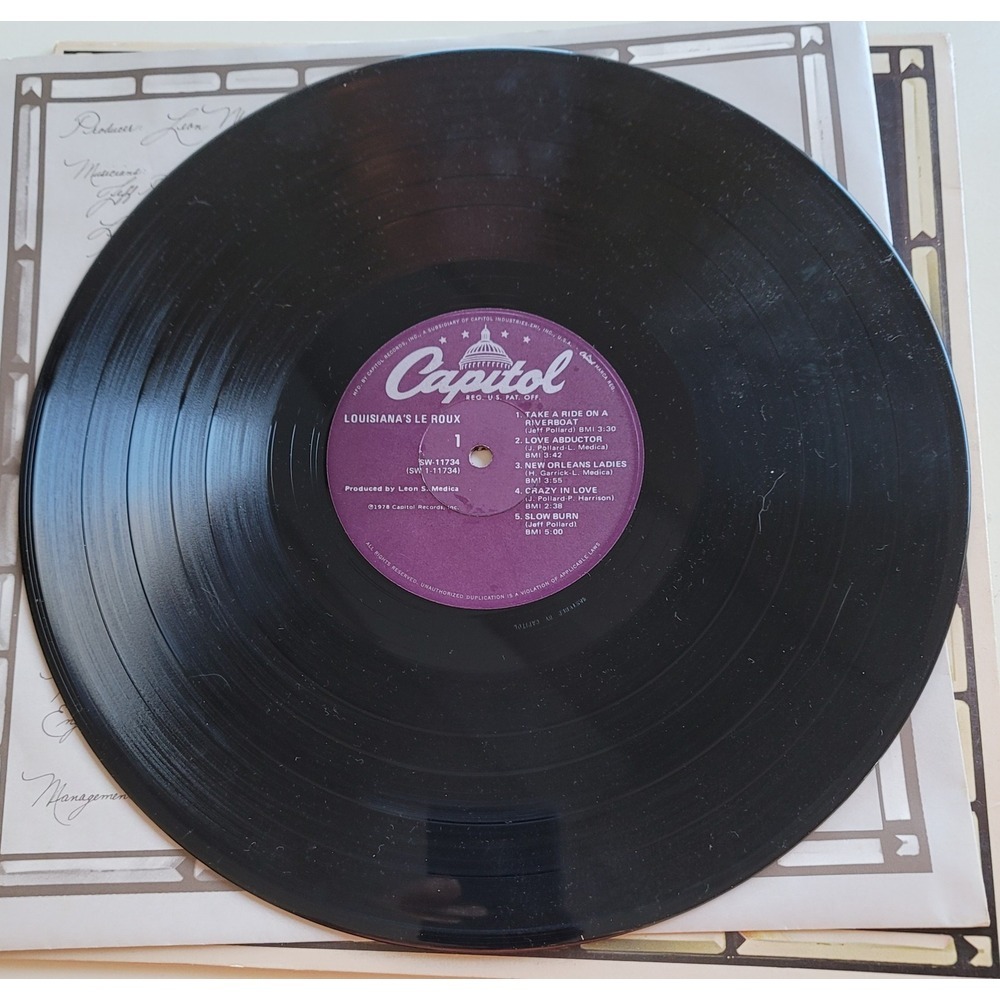 Le Roux–Louisiana's Le Roux-1978 Capitol Records SW-11734 Classic Rock Vinyl LP - Picture 4 of 4